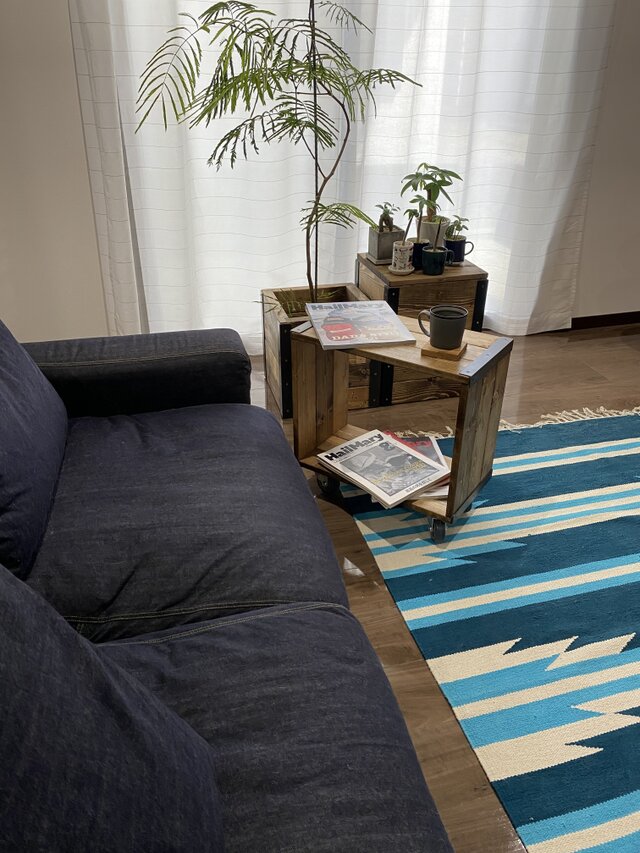 キャスター付き アイアンラック 植物棚 コーヒーテーブル マガジン