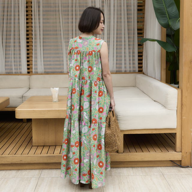 着丈調整可能】蒸し暑い時期にサラサラしたインド綿 プリント