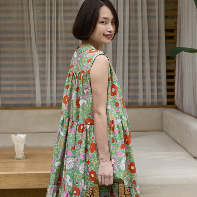着丈調整可能】蒸し暑い時期にサラサラしたインド綿 プリント