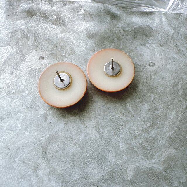 ピアス　No.3717 P692-ヴィンテージピアス U.S.A. 1960〜70s Pink Beige Cabochon