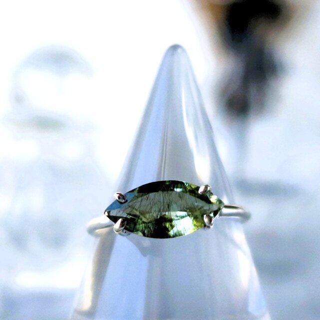 ぺリドット リング【トルマリン入り】マーキス 天然石指輪 #11.5 8月の誕生石のコピー