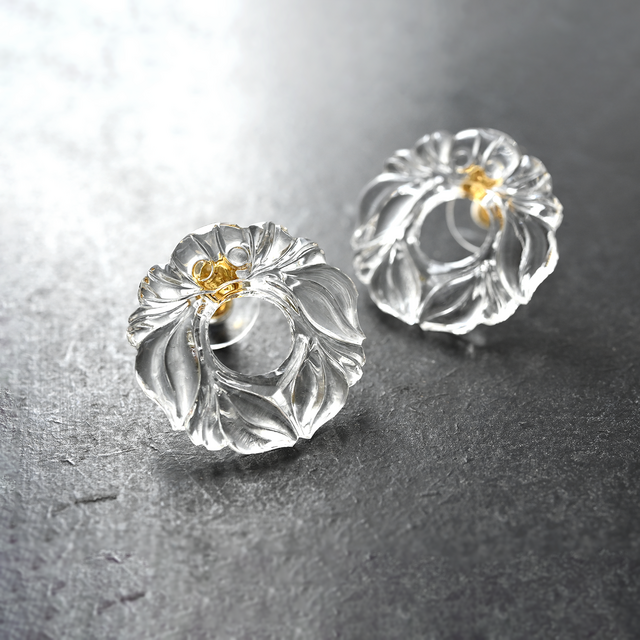 ヴィクトリアンヴィンテージリースガラスのピアス／イヤリング　pag061