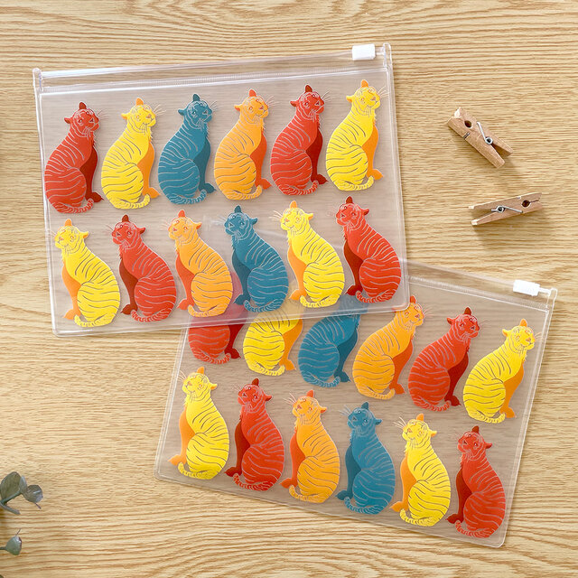 虎のクリアポーチ フラットポーチ 透明 小物入れ お薬ケース 夏ギフト 動物 トラ 寅年 プレゼント おしゃれ 可愛い