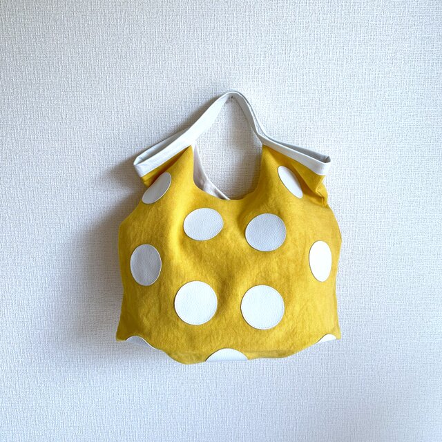 でかくたBag　レザードットパッチ　イエロー