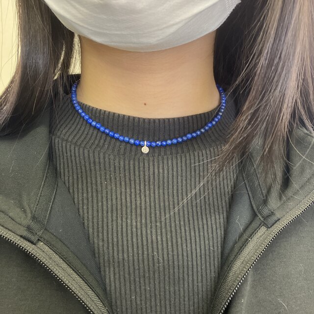ラピスラズリのカレンシルバーチョーカー