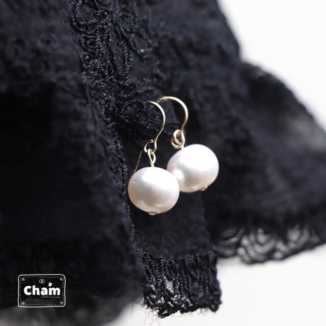 AAA淡水パールの一粒ピアス