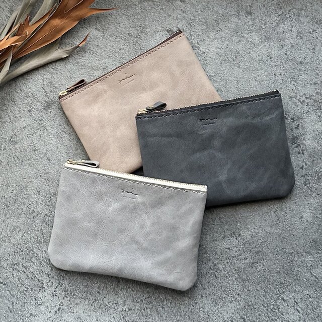 レザーフラットポーチ /〝sibilla〞〖3カラー〗〖受注制作〗