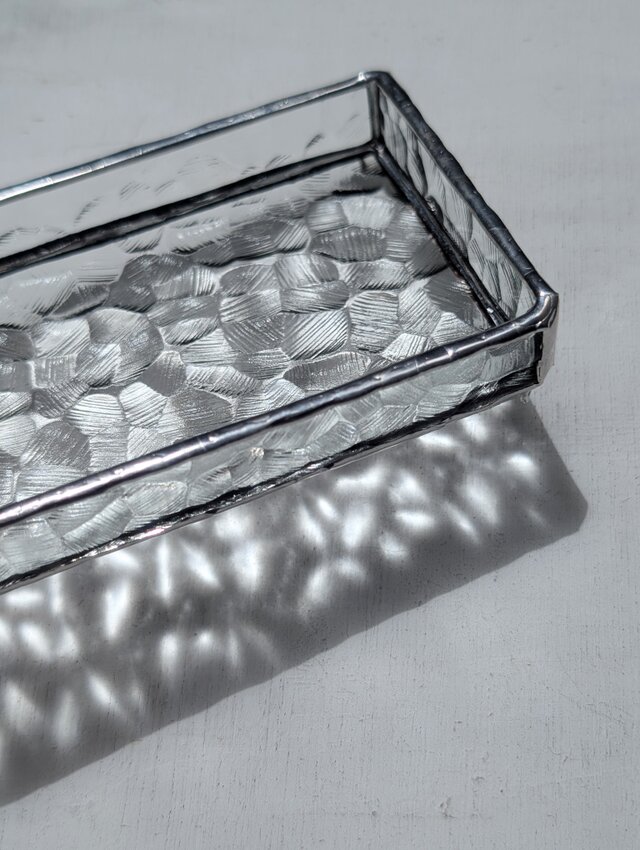 レア　ヴィンテージ　ステンドトレイ 昭和のガラス 氷のようなステンドグラス トレイトレイ ステンド