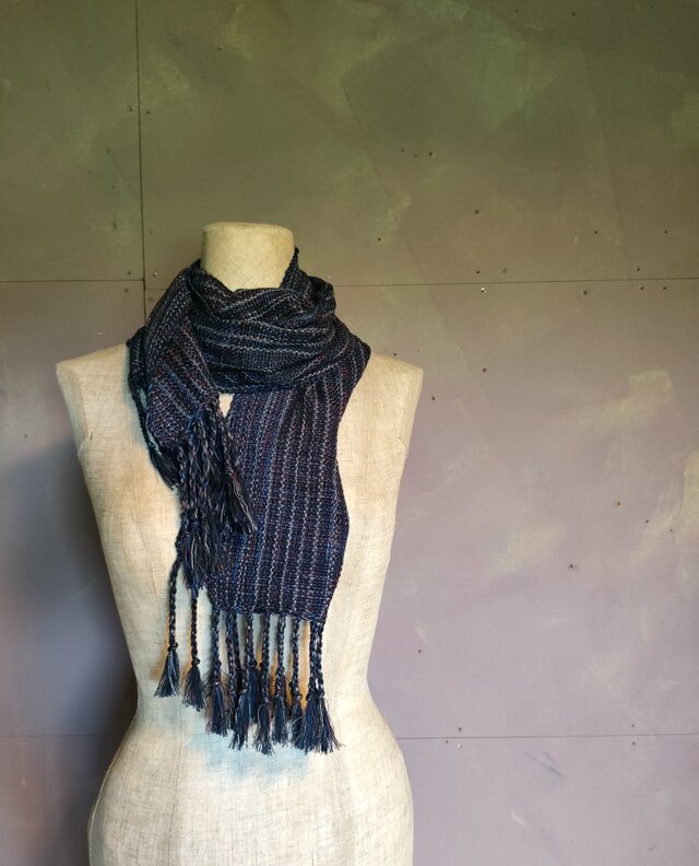 残糸利用　綿マフラー　送料無料　[糸と糸]