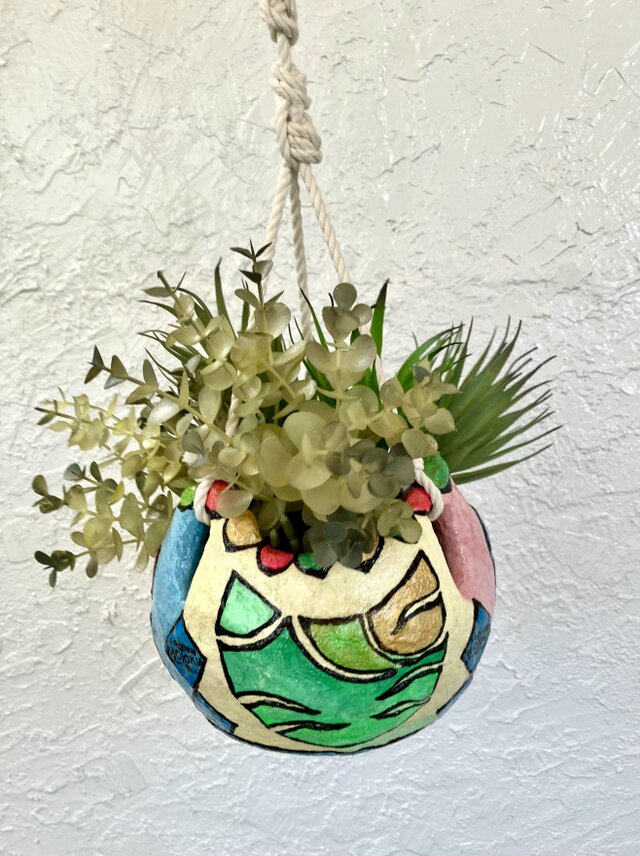 ︎ 天井ぶら下げる　プランター　猫　猫プランターオブジェ手作り　セメント　植木鉢