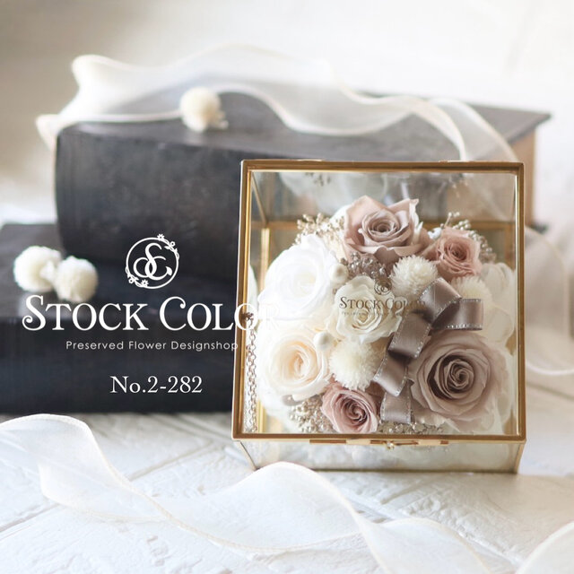 ローズのリングピロー(シャンパンホワイト)＊プリザーブドフラワー＊ウェディング 結婚式 記念日 フラワーギフト