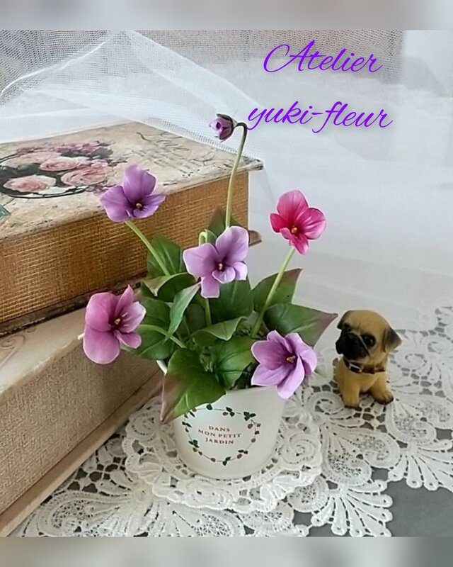 ★粘土の花[スミレ咲く・ビンクパープル]★