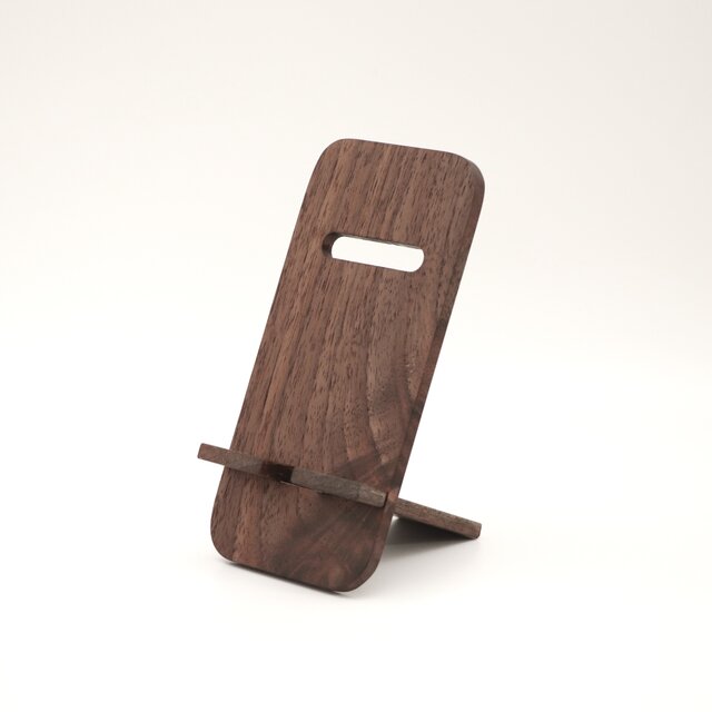 2段階角度調整】組み立て木製スマホスタンド〈ウォールナット