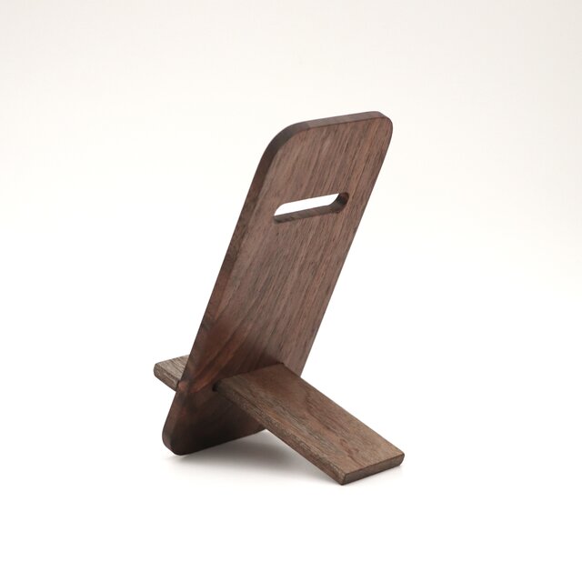 2段階角度調整】組み立て木製スマホスタンド〈ウォールナット