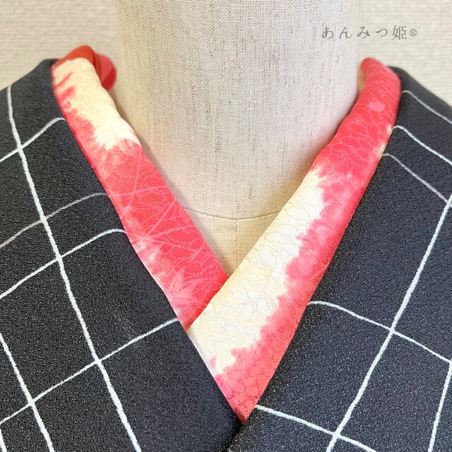 正絹の半衿 韓紅色（からくれないいろ）