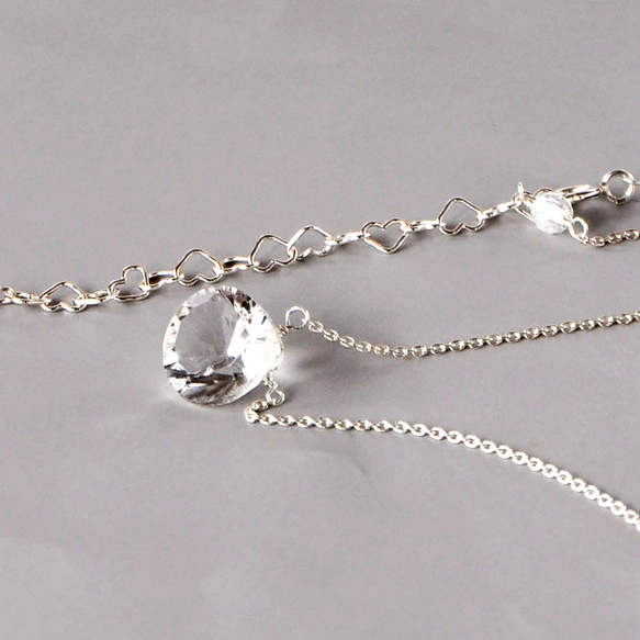 SV925(スターリングシルバー）クリスタルクォーツ　コンケーブカット一粒ネックレス