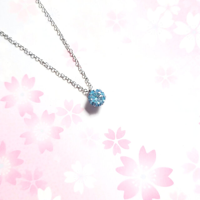 (ズサク) レア！　亜無亜危異ネックレス レアカラー極上の輝き 1ct アクアマリン モアサナイト 対