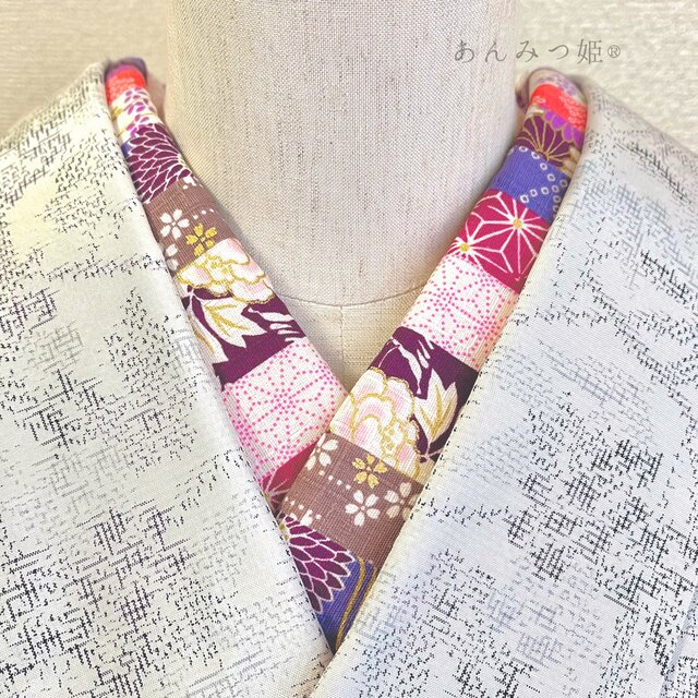 綿の半衿  百華ボーダー