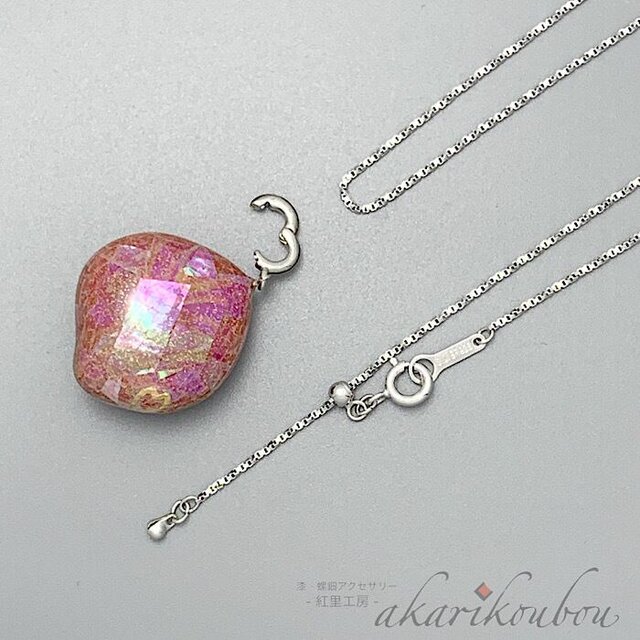 sv925】桜柄 濃桃色螺鈿 螺鈿ペンダント 純金箔 | iichi 日々の暮らし