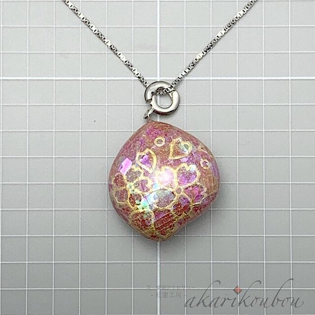 sv925】桜柄 濃桃色螺鈿 螺鈿ペンダント 純金箔 | iichi 日々の