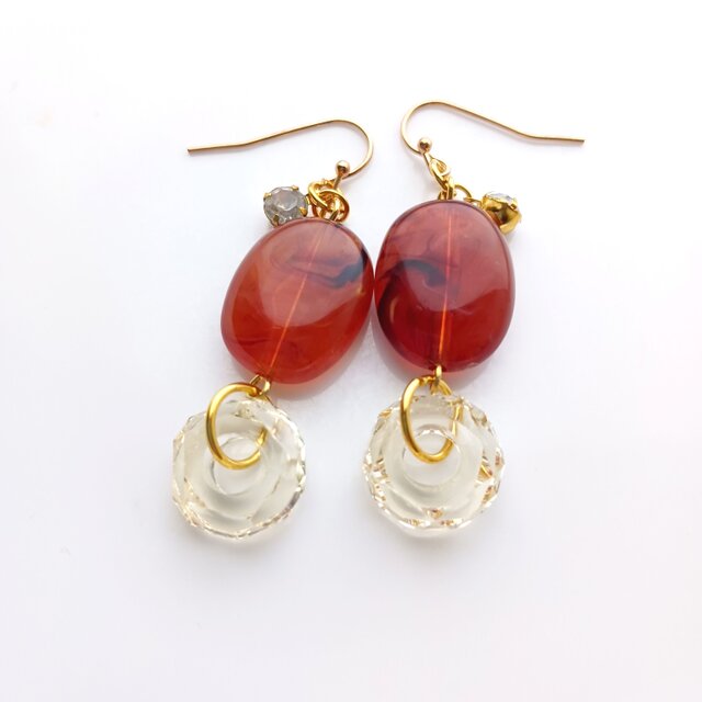 ブラウン系ピアス　ハンドメイド