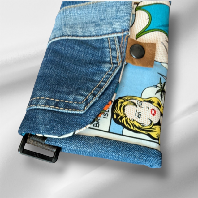 デニム リメイク ウォレット デニム 長財布 ロングウォレット ベルト−A 財布 リメイク
