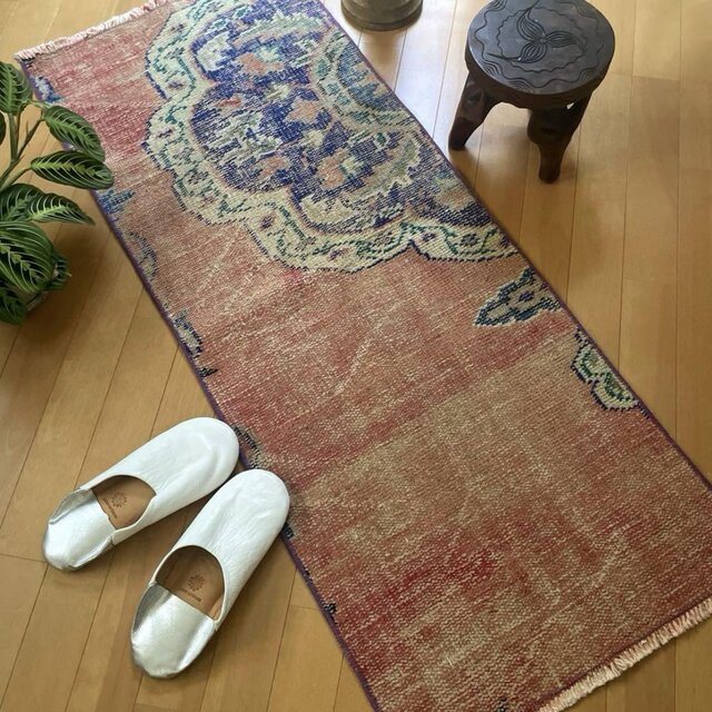 ササ　ペールオレンジ　ランナー　174×65 トルコヴィンテージラグ ササ様専用 ペールオレンジ ランナー 174×65 トルコヴィンテージ