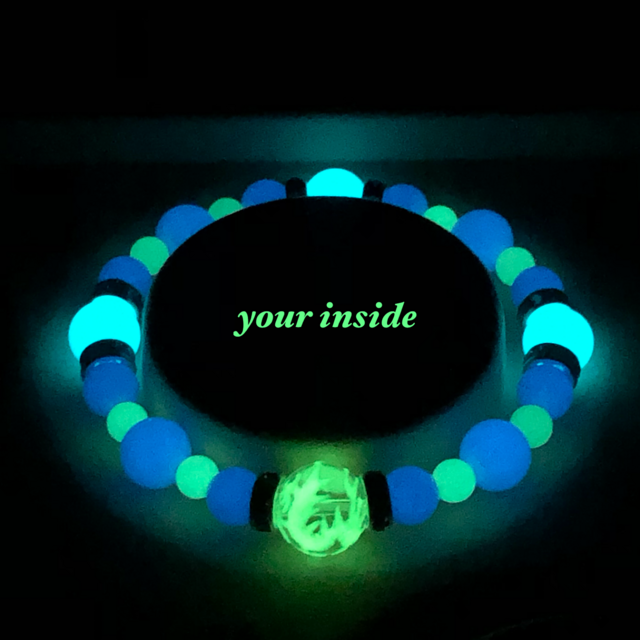 龍彫り水晶 ブルールミナスストーン 夜光石 天然石ブレスレット