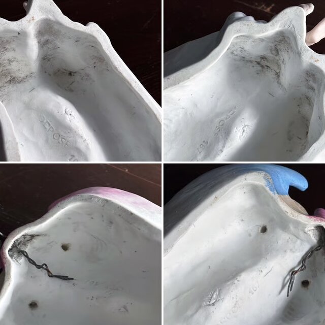 ベニティエ 聖水盤 二人 天使 ビスク ポリクローム 彩色 h24cm