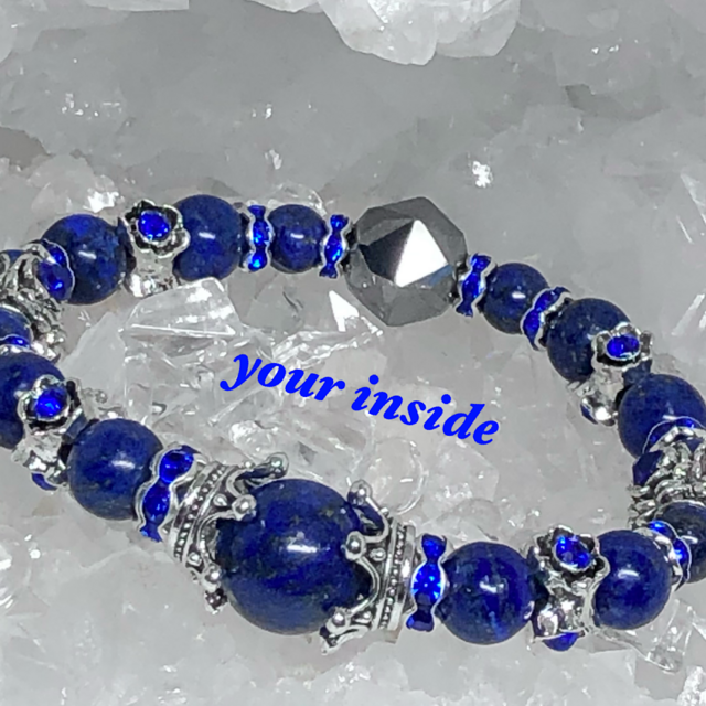 ラピスラズリ ヨーロピアン 花形 天然石ブレスレット