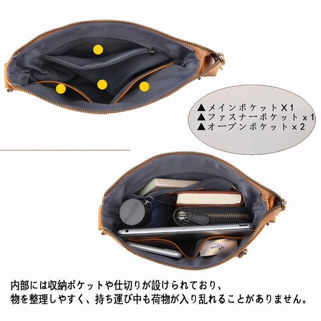 本革 小物ポシェット付き iPad 収納対応 手提げ 縦型デザイン 肩掛け