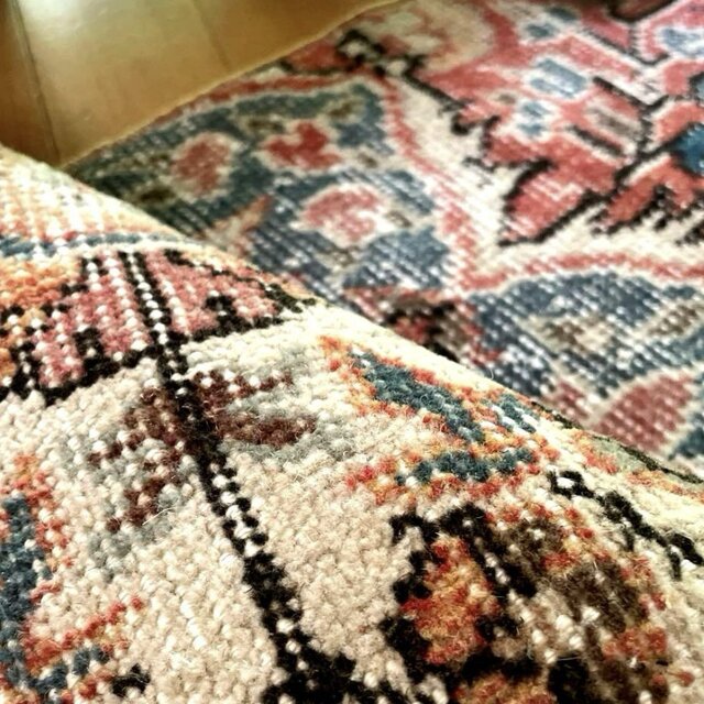 51×101 コーラルピンク×くすみブルー ボタニカル トルコ