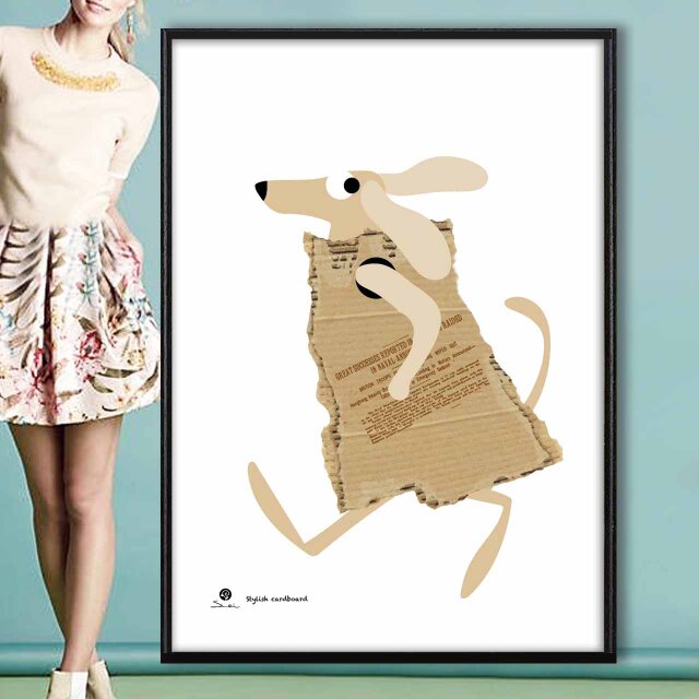 ダンボール　犬　送料無料　個性見つかるseiのサイト　イラスト　アート　ポスター　アートポスター 　3371