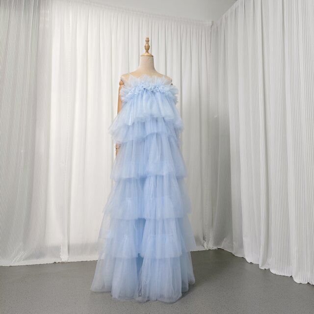 カラードレス 爽やかで優しいブルー キャミソール 胸元フリル カラードレス 爽やかで優しいブルー キャミソール 胸元フリル