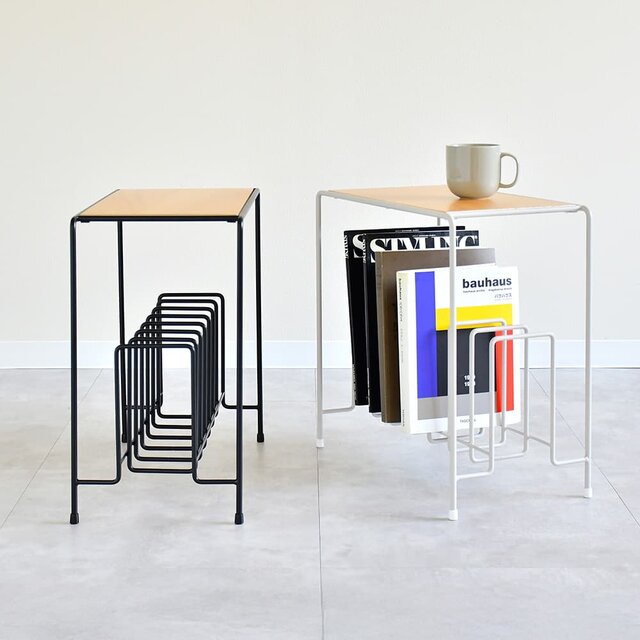 A factory：サイドテーブル＆マガジンラック【 日本製 ナイトテーブル