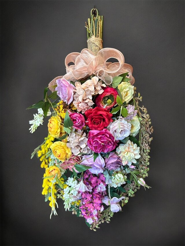 光触媒　人工観葉植物　ウォールグリーン　造花　インテリア　ガーデンローズスワッグ 光触媒 人工観葉植物 ウォールグリーン フェイクグリーン