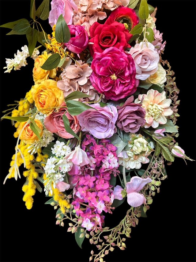 光触媒　人工観葉植物　ウォールグリーン　造花　インテリア　ガーデンローズスワッグ 光触媒 人工観葉植物 ウォールグリーン フェイクグリーン