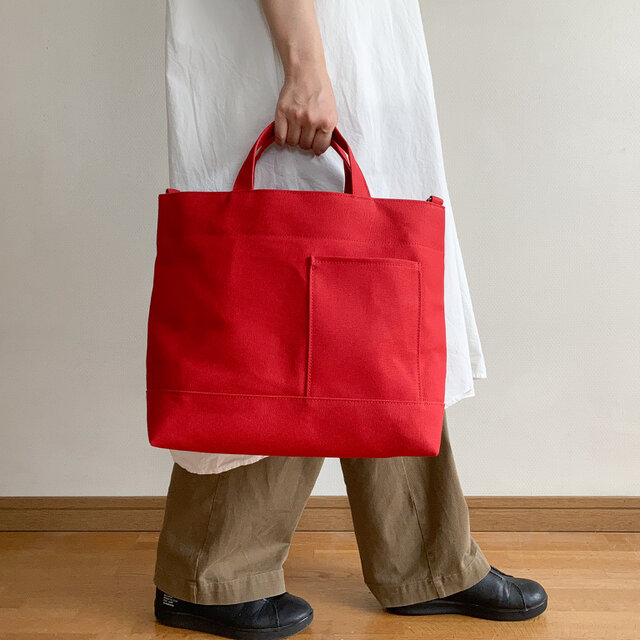 2wayプランプトート 赤 / 8号帆布 | iichi 日々の暮らしを心地よくする