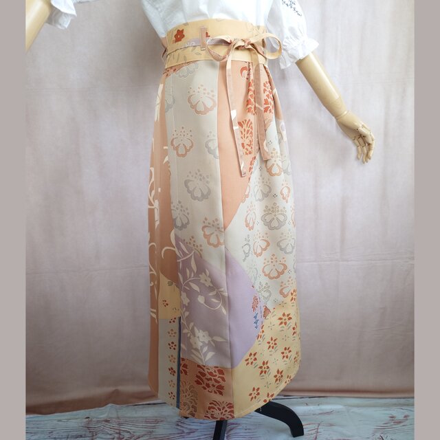 s16 巻きスカート 和洋折衷 ロングスカート タック入りスカート 着物  