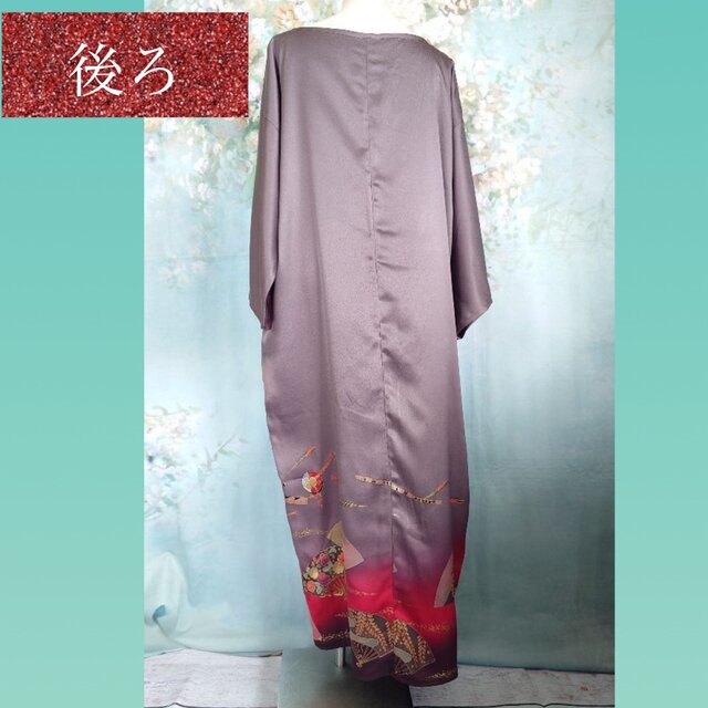 d70 L〜LLサイズ ワンピース ウエストリボン付き 着物リメイク | iichi