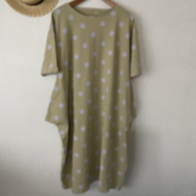 ドットバルーンワンピース　クリームオフＭ～Ｌ