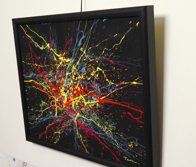 光の軌跡」(NO.2518) 6号F キャンバスにアクリル絵の具 仮縁付き 送料