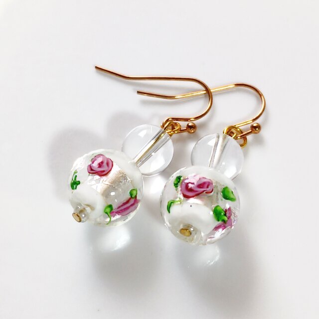 バラトンボ玉ピアス