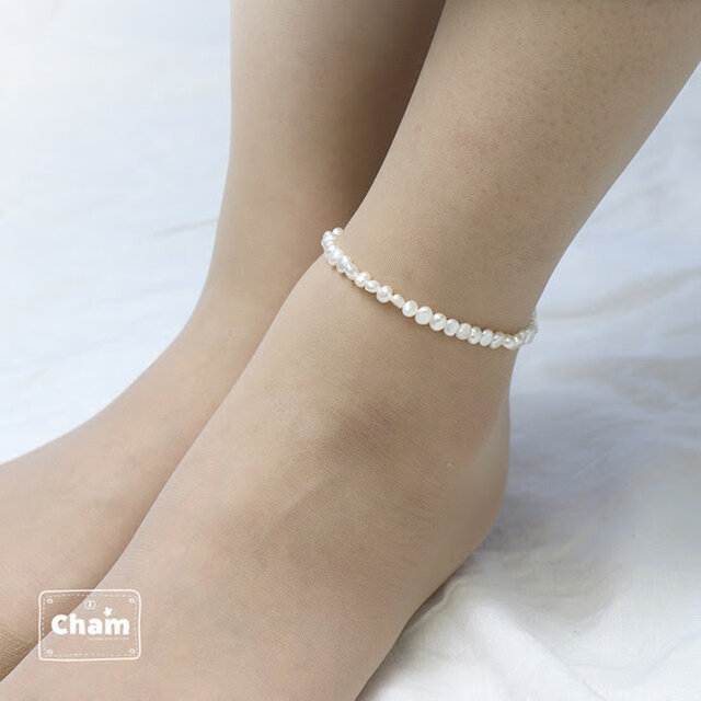 バロック小粒淡水パールアンクレット　レディースアンクレット　アンクレット