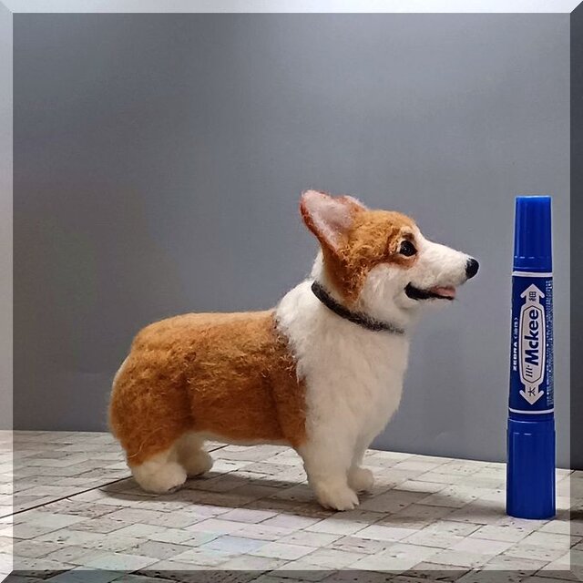 羊毛フェルト 犬 コーギー 羊毛フェルト 犬 コーギー ウェルシュ・コーギー 犬フィギュア | iichi