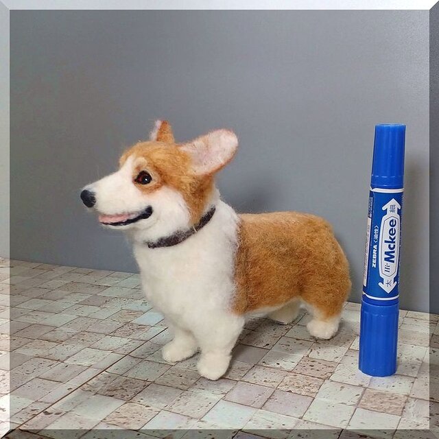 羊毛フェルト 犬 コーギー ウェルシュ・コーギー 犬フィギュア | iichi