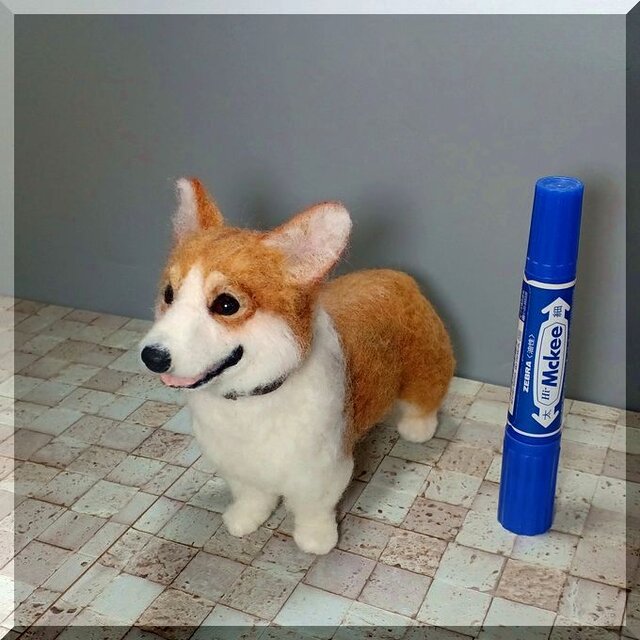 羊毛フェルト 犬 コーギー ウェルシュ・コーギー 犬フィギュア | iichi