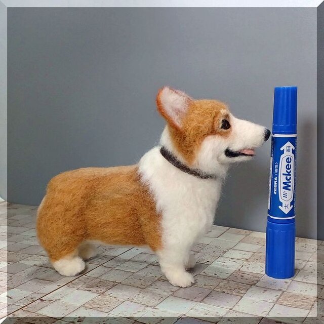 羊毛フェルト 犬 コーギー ウェルシュ・コーギー 犬フィギュア | iichi
