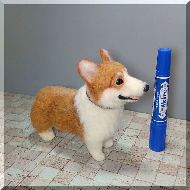 羊毛フェルト　ウェルシュコーギー 羊毛フェルト 犬 コーギー ウェルシュ・コーギー 犬フィギュア | iichi