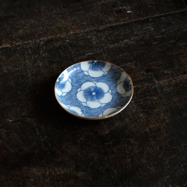 771『印判 星の図 皿』　/骨董品 古美術 古道具 アンティーク 古玩 桜と入れ子菱◇印判小皿 骨董・antiques 古道具 古民家 丁寧な